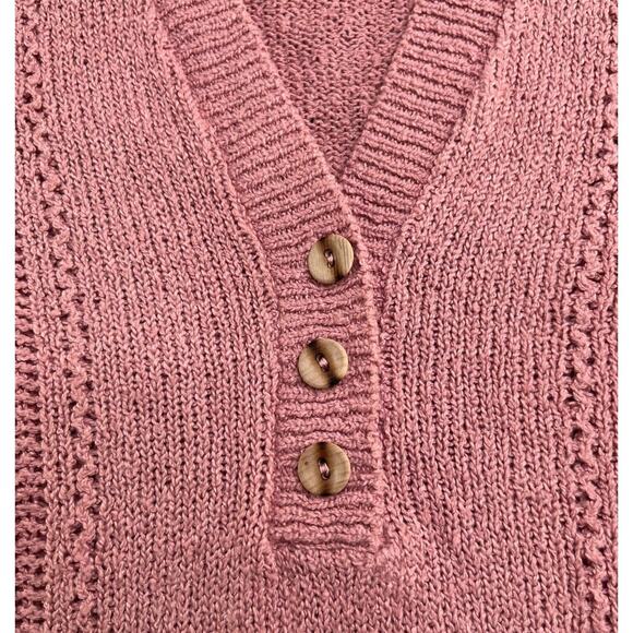 Vtg 1980s Mauve Pink Pullover V Neck Sweater Sz M? Cottage Country Core EUC - Picture 3 of 6